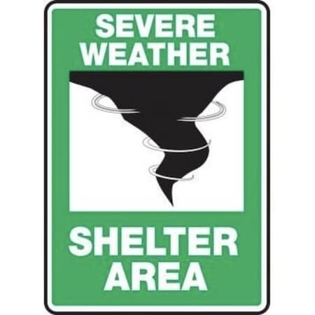 Accuform SEVERE WEATHER SHELTER AREA, Aluminum, 10 in x 7 in, Surface Mount MFEX541VA